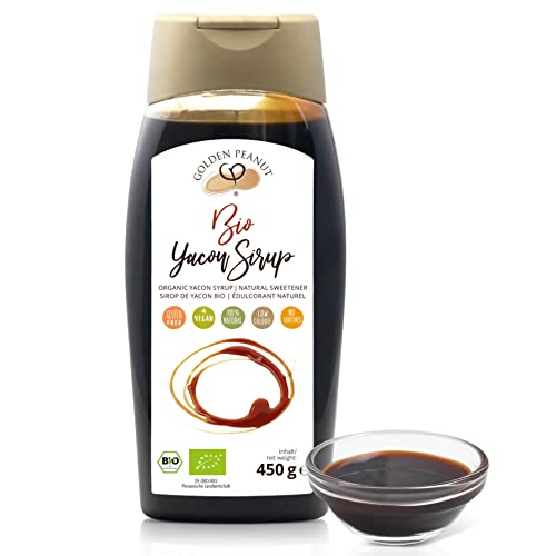 GOLDEN PEANUT Sirup aus der Yacon Wurzel BIO 450 g - natürliche Süße, Zuckeralternative, 100% pflanzlich, Diabetiker geeignet
