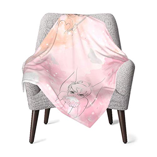 Hdadwy Tinker-Bell Pink Babydeckeffy Decke für Kinder Unisex Überwurfdecke Superweiche warme Kinderdecke für Kinderbett Couch Stuhl Wohnzimmer Reisen -Eine Größe