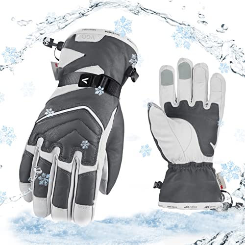 Vgo... -30℃/-22°F oder darüber Skihandschuhe aus Rindsleder für Männer & Frauen, Schnee-Handschuhe, Outdoor Handschuhe, wasserdicht, 3M Thinsulate (CA2468FW)