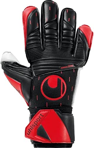 uhlsport Classic Absolutgrip Fußball Torwarthandschuhe für Kinder und Herren, Torwart-Handschuhe, Fussball-Handschuhe mit Handgelenkfixierung - schwarz-rot-weiß