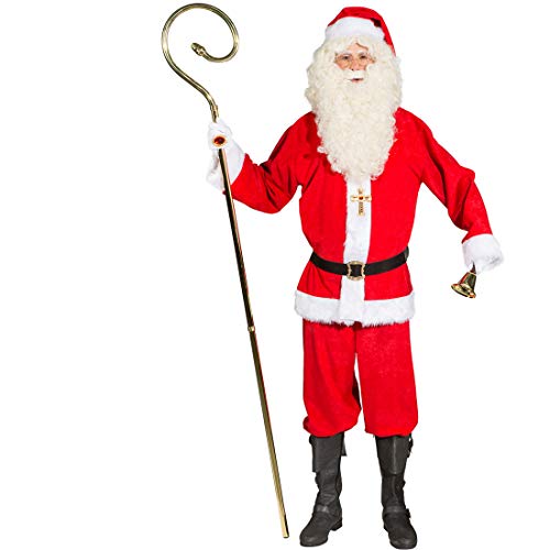 Amakando Premium Bischof-Stab 4-teilig / Gold / Nobles Kostüm-Accessoire Weihnachtsmann / Ideal zu Heiligabend & Nikolaus