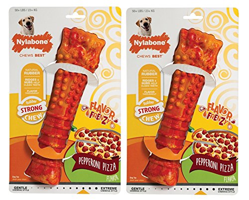 Nylabone Frenzy Giant Pepperoni Kauspielzeug für Hunde mit Pizza-Geschmack, für Hunde bis zu 22,7 kg, 2 Stück