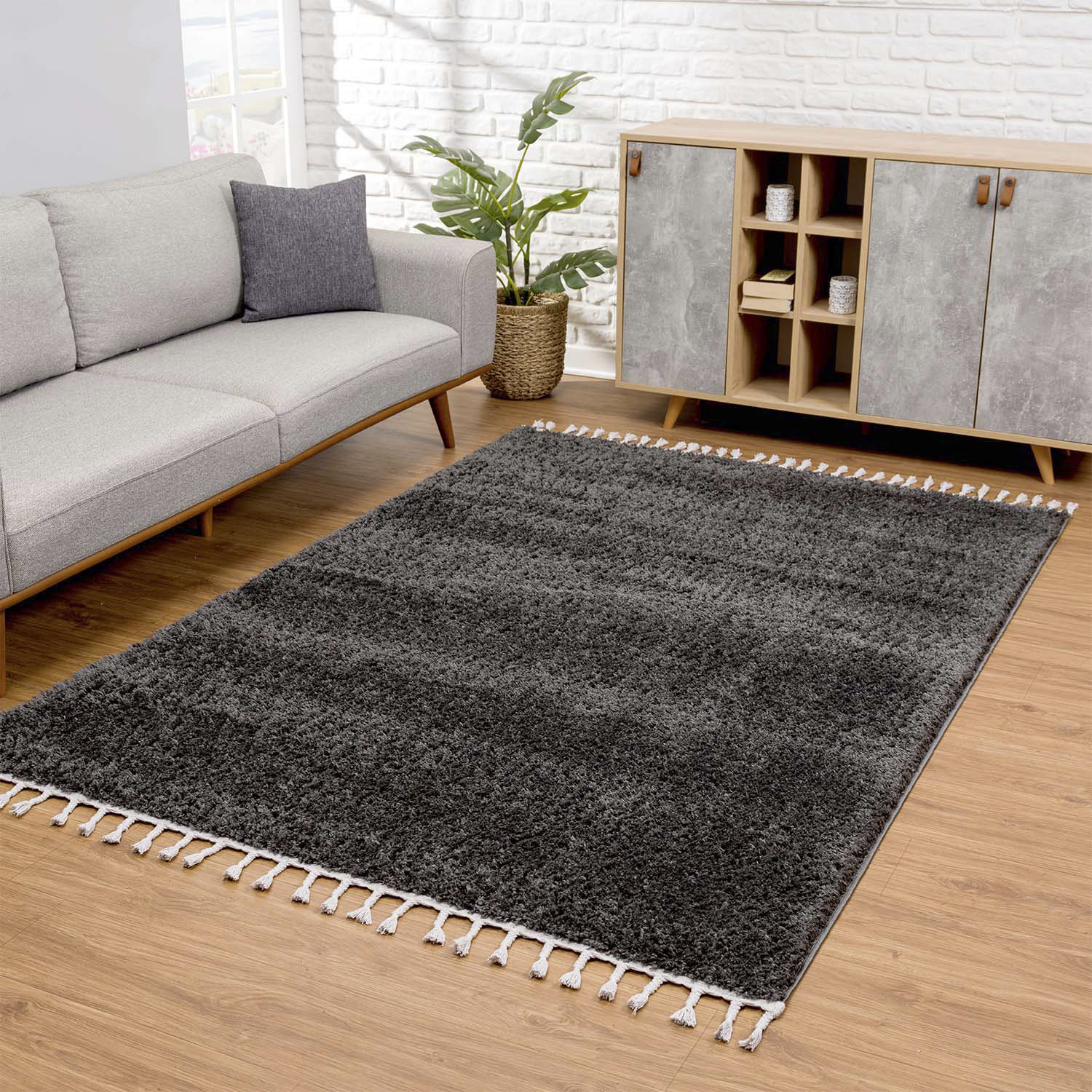 Carpet City Hochflor-Teppich "Pulpy 100", rechteckig, sehr weich, mit Fransen, uni, viele Größen, Wohnzimmer, Schafzimmer