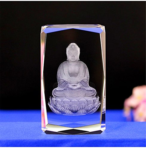 qianyue Kristallglas Cube Modell Geschenk 3D Lasergravur Statue Feng Shui Souvenir Handwerk (Buddha)