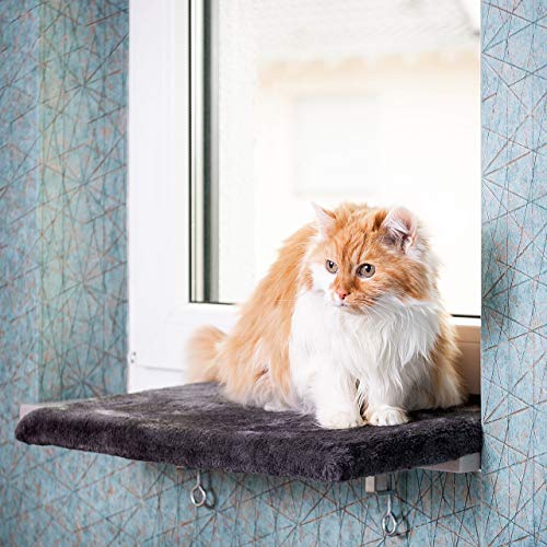 CanadianCat Company | Katzen Fensterliege Katzenbett Fensterbank Snuggly Place in anthrazit/dunkelgrau - Flauschiges Fensterbrett Katze waschbar | ca. 50 x 35 cm