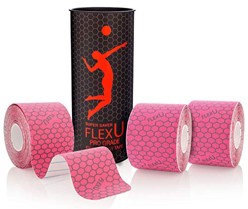 FLEXU Supreme, Kinesiologietape, wasserfestes Sporttape 3 Rollen á 60 Zuschnitte 5 x 25 cm, bietet Unterstützung & Stabilität für Muskeln und Gelenke, während & nach dem Training