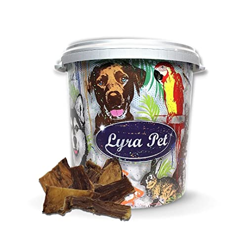 Lyra Pet® 5 kg Dörrfleisch Chips 5000 g Rind Rinderdörrfleisch Kauartikel Snack Leckerli Hund in 30 L Tonne
