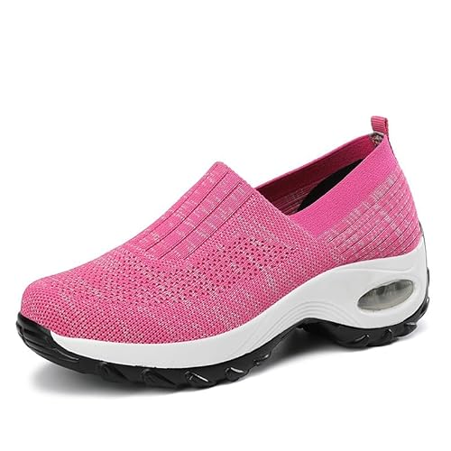 Damen-Sneaker Luftkissen-Laufschuhe Für Frauen Fitnessstudio Jogging-Schuhe Sportschuhe Für Draußen, Bequeme, Leichte Mesh-Sportschuhe-Pink||38EU