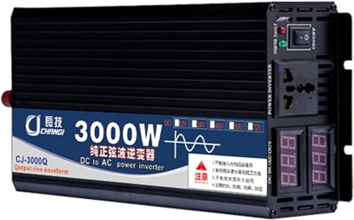 3000W 4000W 5000W Wechselrichter DC 12V 24V 48V 60V 72V auf AC 230V Spannungswandler Reiner Sinus mit Bildschirm LCD für Haushaltsgeräten Konverter Stromwandle Power Inverter (Color : 3000W, Size :