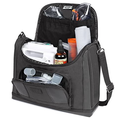 USA GEAR Reisetasche für Vernebler – anpassbare Innenseite, Schultergurt, robuste Außenseite – kompatibel mit Verneblermaschine, Schläuchen, Asthma-Inhalator und mehr – nur Tasche (schwarz)