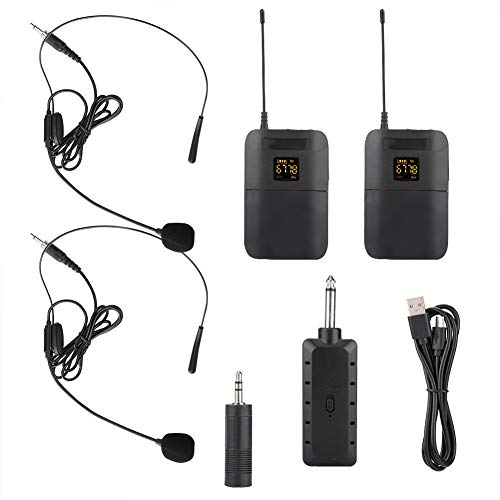 Diyeeni 2 x Mikrofon mit Empfänger und Sender, EIN bis Zwei tragbare Funkmikrofone, HiFi-Mikrofon mit Noise Cancelling-Funktion, 50 m Fernempfang(Eins für Zwei)