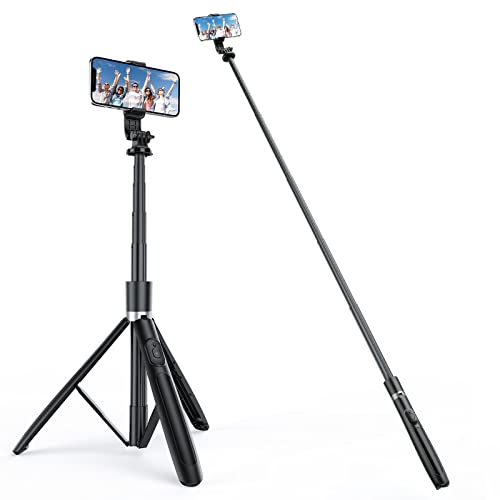 ATUMTEK Selfie-Stick 150CM 3 in 1 Selfie Stick Bluetooth Teleskop Selfie Stick Stativ mit Abnehmbarer Fernbedienung Telefon Stativ für iPhone 13 Pro Max, Samsung und andere Smartphones
