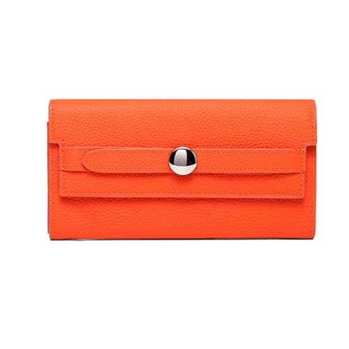 DXFBHWWS Damen-Geldklammern aus Rindsleder, Kartenetuis, echtes Leder, Geldbörsen, Handtaschen, Abendtaschen (Color : Orange)