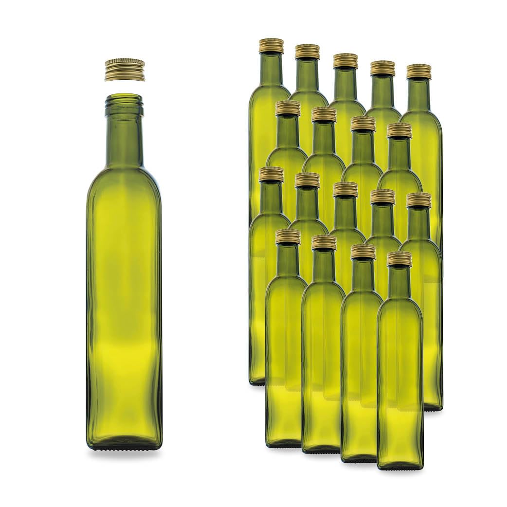 Flaschenbauer – 18 Marascaflaschen 0,5L, mit Schraubverschluss – leere Glasflasche mit 100 – 500ml Volumen – geeignet als Saftflasche, oder zur Aufbewahrung von Dressings