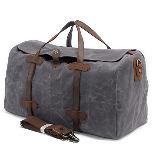 SMSOM Reisetasche aus Segeltuch für Reisen über Nacht, Handgepäcktasche, Wochenendtasche für Flugzeuge (Farbe: Grau)