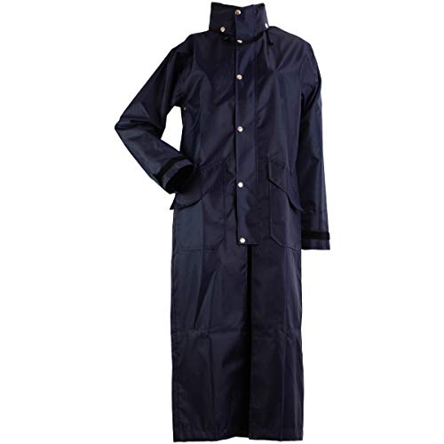 Lazura - Damen Regenmantel Brighton | extra lange Regenjacke mit Reitschlitz in Nachtblau | wasserdicht & windabweisend | Regenponcho zum Wandern & Reiten | Reitbekleidung in Größe M