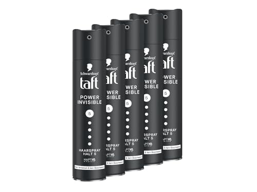 Schwarzkopf Taft Haarspray Power Invisible (5x 250 ml), Haltegrad 5 Haarstyling, Haarspray für alle Haartypen, Nicht klebend und ohne zu beschweren, Vegane Formel*