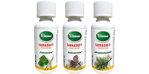 Finnsa Saunaaufguss Set - Waldduft: Finnische Birke, Nordische Fichte, Gebirgslatschenkiefer (3 x 100 ml)
