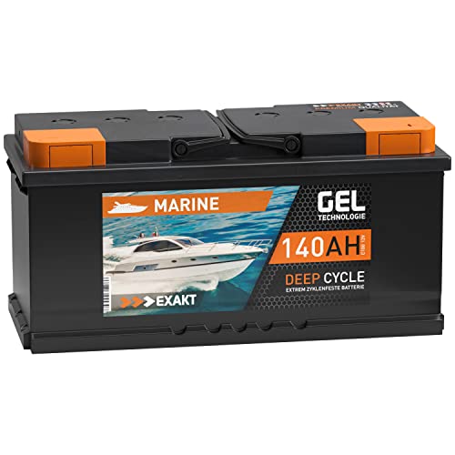 EXAKT GEL Batterie 12V 140Ah Bootsbatterie Marine Schiff Versorgung Solarbatterie Gelbatterie Gel Akku ersetzt 120Ah 130Ah