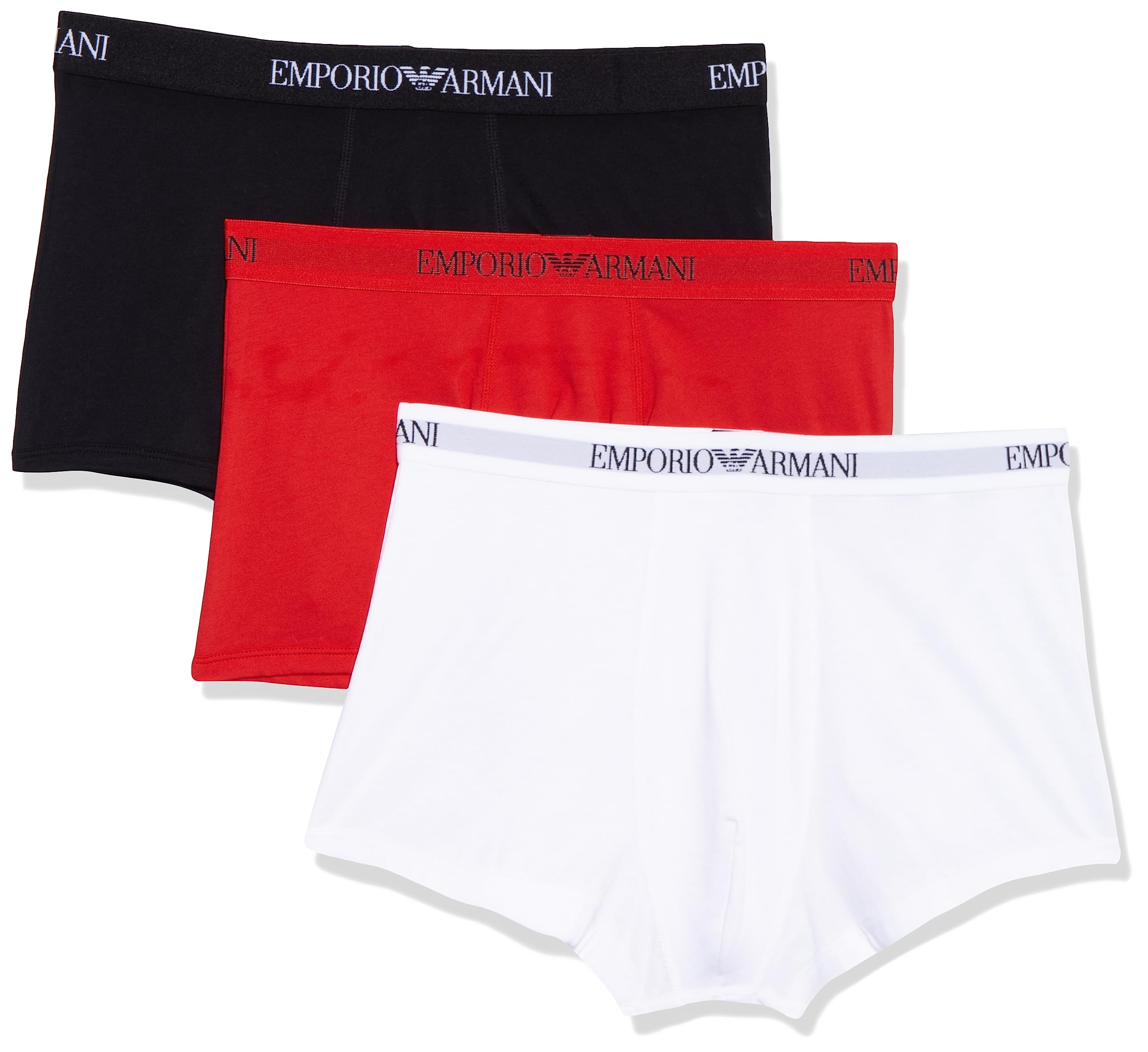 Emporio Armani Herren 3-pak kuffert ren bomuld underwear, White/Red/Black, XL EU