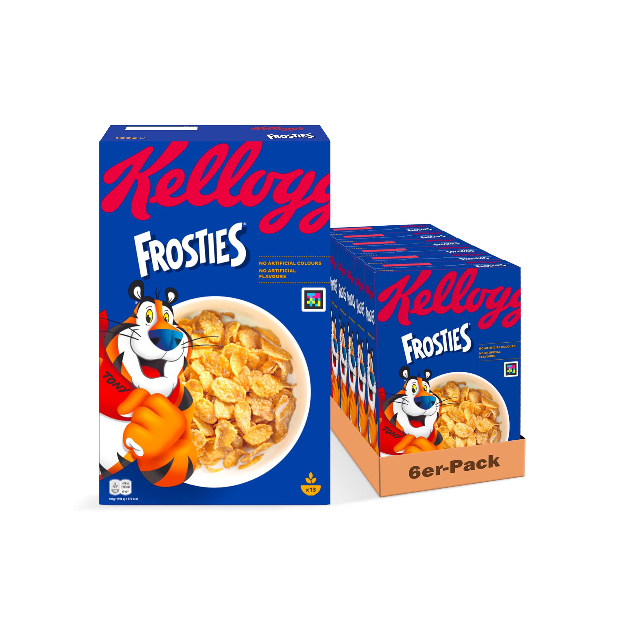 Kellogg's Frosties (6 x 400 g) – knusprige Cornflakes aus Mais mit leckerem Frosting – Frühstückscerealien ohne künstliche Farb- und Aromastoffe