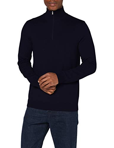 SELECTED HOMME Herren SLHBERG Half Zip Cardigan B NOOS Sweatshirt, Navy Blazer/Detail:Melange, S