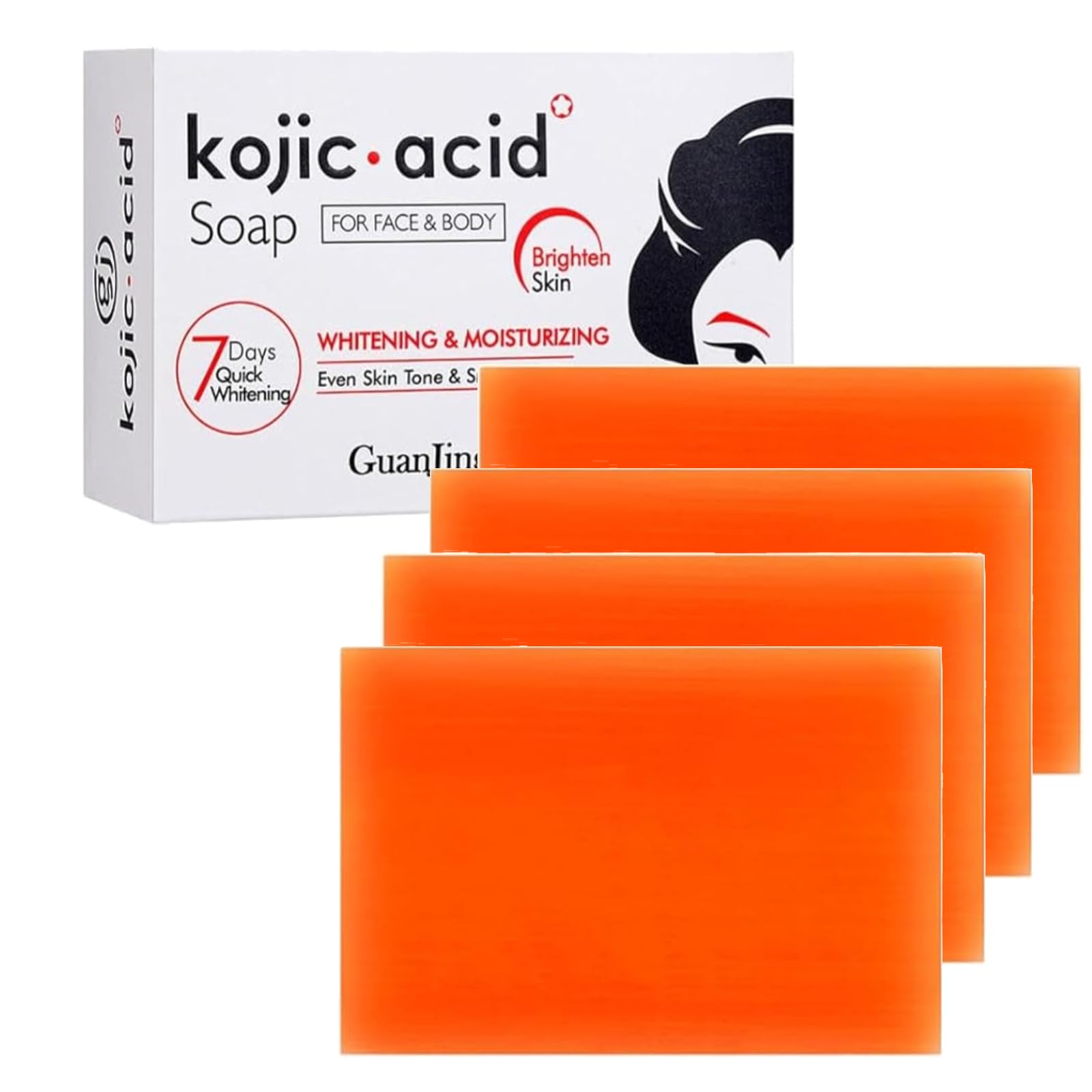 Kojic Acid Soap, Kojic Acid Soap Original, Skin lightening soap, Whitening Lightening Bleaching Soap 100g (4 Stöcke)