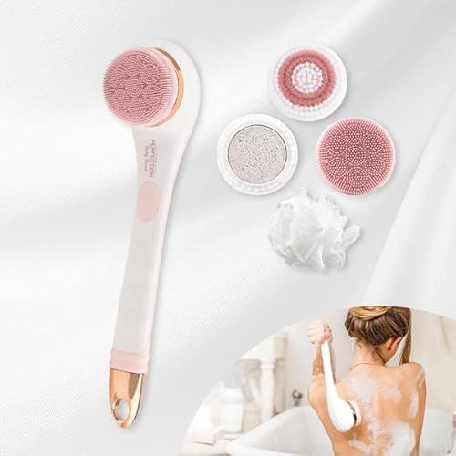 Roxy Skin Brush - Verwöhnende Körperbürste mit 4 verschiedenen Aufsätzen - verwöhnt, reinigt & massiert - Ganzkörperpeeling - elektrische Rückenbürste - wasserdicht & kabellos - Reinigung & Massage