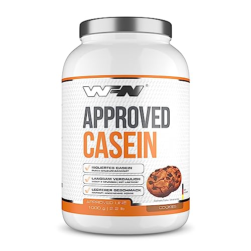 WFN Approved Casein - Casein Proteinpulver - Cookies - 1 kg - Cremiger Casein Protein Shake - Sehr gut lösliches Kasein Eiweißpulver - 33 Portionen - Made in Germany - Extern laborgeprüft