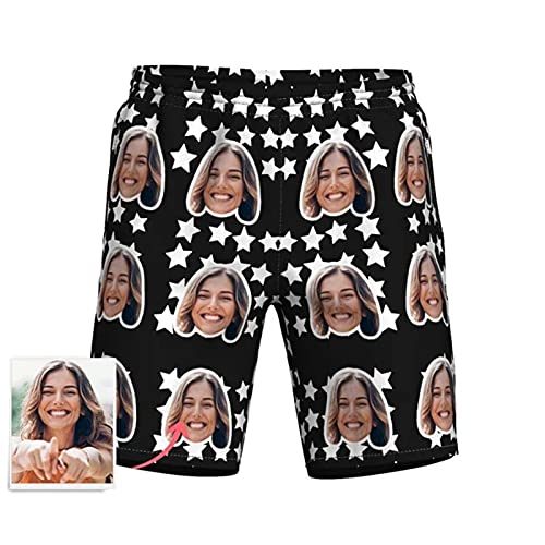 Benutzerdefinierte Gesichter Bad Shorts Trunks, Herren Print Neuheit Beach Shorts Personalisierte Foto Summer Board Shorts Trunks für Männer Freunde
