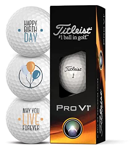 Titleist Golfbälle 3er Pack Motiv Happy Birthday Golf Geschenke für Golfer Geschenkidee (Pro V1)