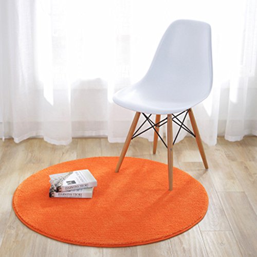 Fouriding Einfarbig Rund Teppich weicher Kurzflor Teppiche fürs Wohnzimmer, Esszimmer, Kinderzimmer, Schlafzimmer und die Küche geeignet Orange 60cm