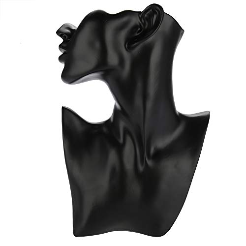 Direkte Halskette Ohrring Halter Schaufensterpuppe Kopf Büste Stand Modell Shop Schmuck Display Rack (schwarz, weiß)(schwarz)