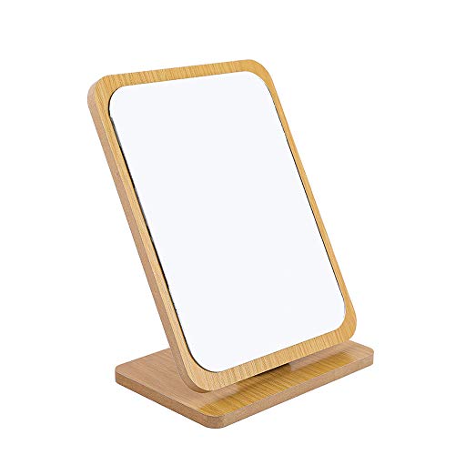 Hosoncovy Klappbarer Tischspiegel aus Holz mit Ständer Verstellbarer Tischspiegel mit Ständer Rechteckiger Schminkspiegel Kosmetikspiegel Kosmetikspiegel