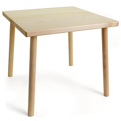 HolzFee Kindertisch Beistelltisch Massiver Tisch Platte 3 cm stark Holz Auswahl (Kiefer naturbelassen)