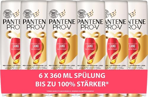 Pantene Pro-V Pflegespülung, Unendlich Lang; Stärkt Mittellanges, Langes Geschädigtes Haar; 6 X 360 ml