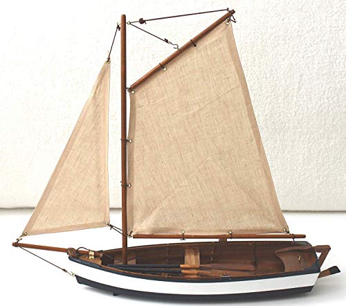 Segelboot Modell Länge 45cm Höhe 40cm Schiff aus Holz mit Segel Ruder Riemen
