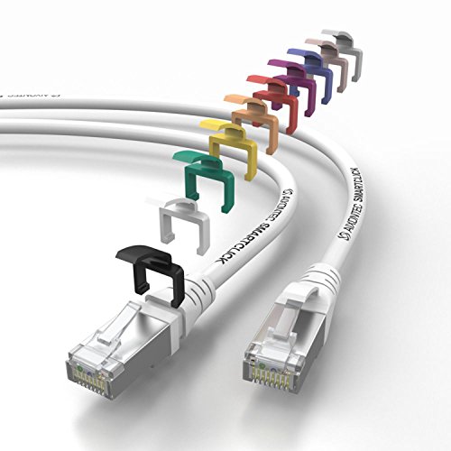 AIXONTEC® 35m SMARTClick Cat 6A Netzwerkkabel Weiß Ethernet LAN RJ45 Stecker Patchkabel SFTP 10 Gigabit Lan kabel cat 6a kompatibel zu CAT.5 CAT.6 CAT 6a-Kabel-Kat-Kabel-CAT powerlan kabel
