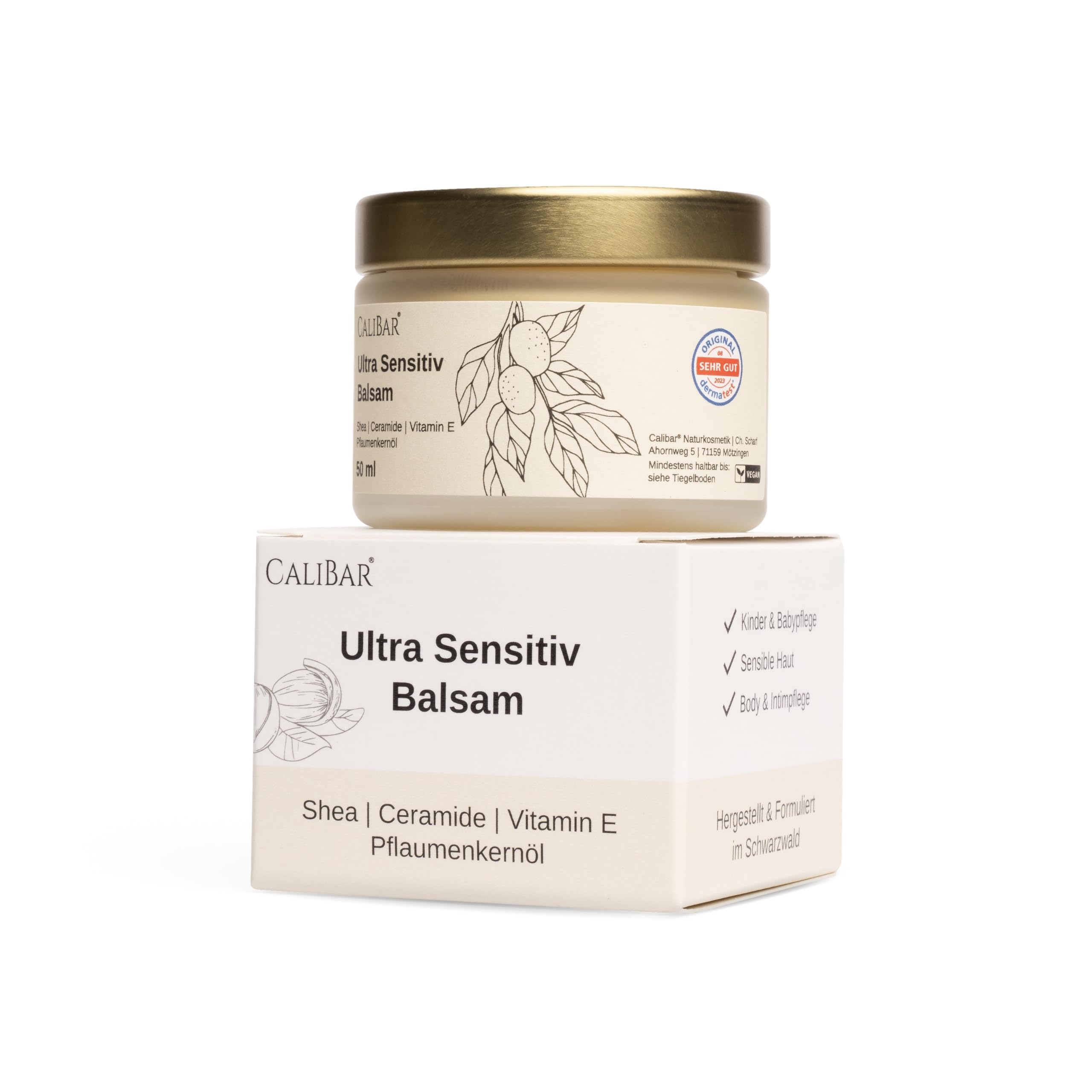 Calibar Ultra Sensitiv Balsam - Hautbalsam, Babypflege, Windelpflege, Intimpflege, Intensivpflege, Sensitiv, Gesicht und Körper, Parfümfrei, 50ml