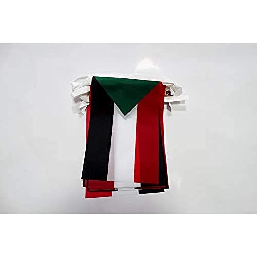 AZ FLAG FAHNENKETTE Sudan 12 Meter mit 20 flaggen 45x30cm- SUDANESISCHE Girlande Flaggenkette 30 x 45 cm