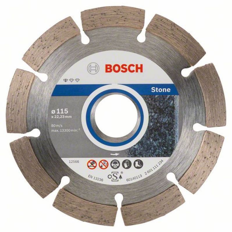 Bosch Diamanttrennscheibe Standard for Stone, 115 x 22,23 x 1,6 x 10 mm, 10er-Pack 2608603235