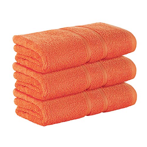 3 Stück Premium Frottee Handtücher 50x100 cm in orange von StickandShine in 500g/m² aus 100% Baumwolle