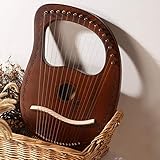 Ritapreaty Harfe 7-saitige Leier, 16 Metallsaiten Mahagoni Lye Harfe mit Tragetasche für Instrumentenliebhaber Anfänger