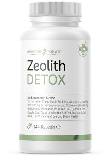 effective nature Zeolith Detox, zertifiziertes Medizinprodukt zur Bindung von Schwermetallen, natürliche Mineralerde, Produziert in Deutschland, bei Entschlackungs- und Darmkuren, 144 Kapseln