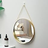 Schmiedeeiserne Badezimmerspiegel, runder hängender Spiegel, hochauflösender Silberspiegel Eitelkeitspiegel, verwendet im Wohnzimmer, Schlafzimmer und Bad, Durchmesser 25 cm / 10in