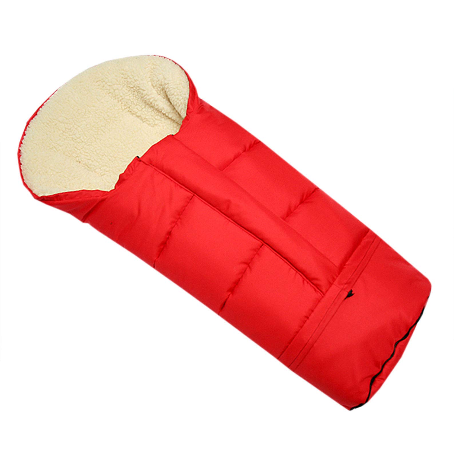 BAMBINIWELT Winterfußsack Fußsack für Kinderwagen, Buggy oder Schlitten, in Mumienform, aus Wolle, Größe anpassbar, MUMIE UNI (rot)