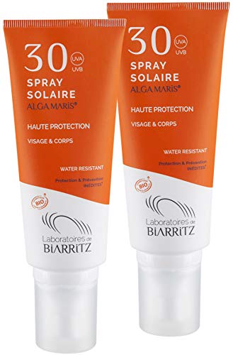 2er Pack Alga Maris Sonnenspray LSF30 100ml | BIO zertifizierte Naturkosmetik von Laboratoires de Biarritz | mit Sofortschutz und ohne Weißeleffekt