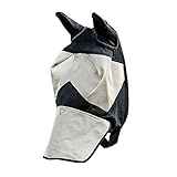 Horze Fliegenhaube für Pferde, Fliegenmaske mit Schutz für Nüstern und Ohren, UV Schutz, Braun, F