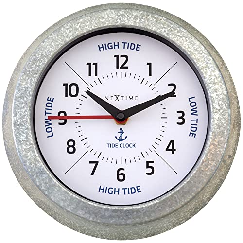 Wall Clock 22 cm-Time/Tide-Galvanized Silver/White-Metal-NeXtime Tide