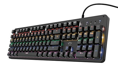 Trust Gaming Mechanische Tastatur GXT 863 Mazz, italienisches QWERTY-Layout, mechanische Schalter, RED Outemu, 14 Farbmodi, USB Plug & Play, PC/Computer